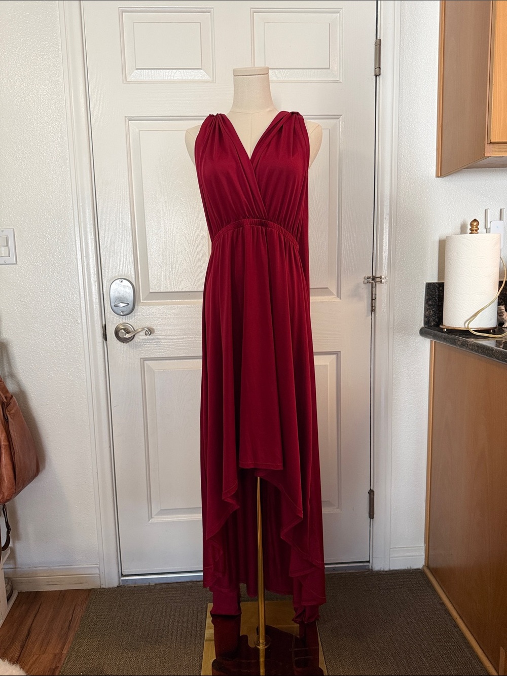 Convertible Burgundy High-Low Dress